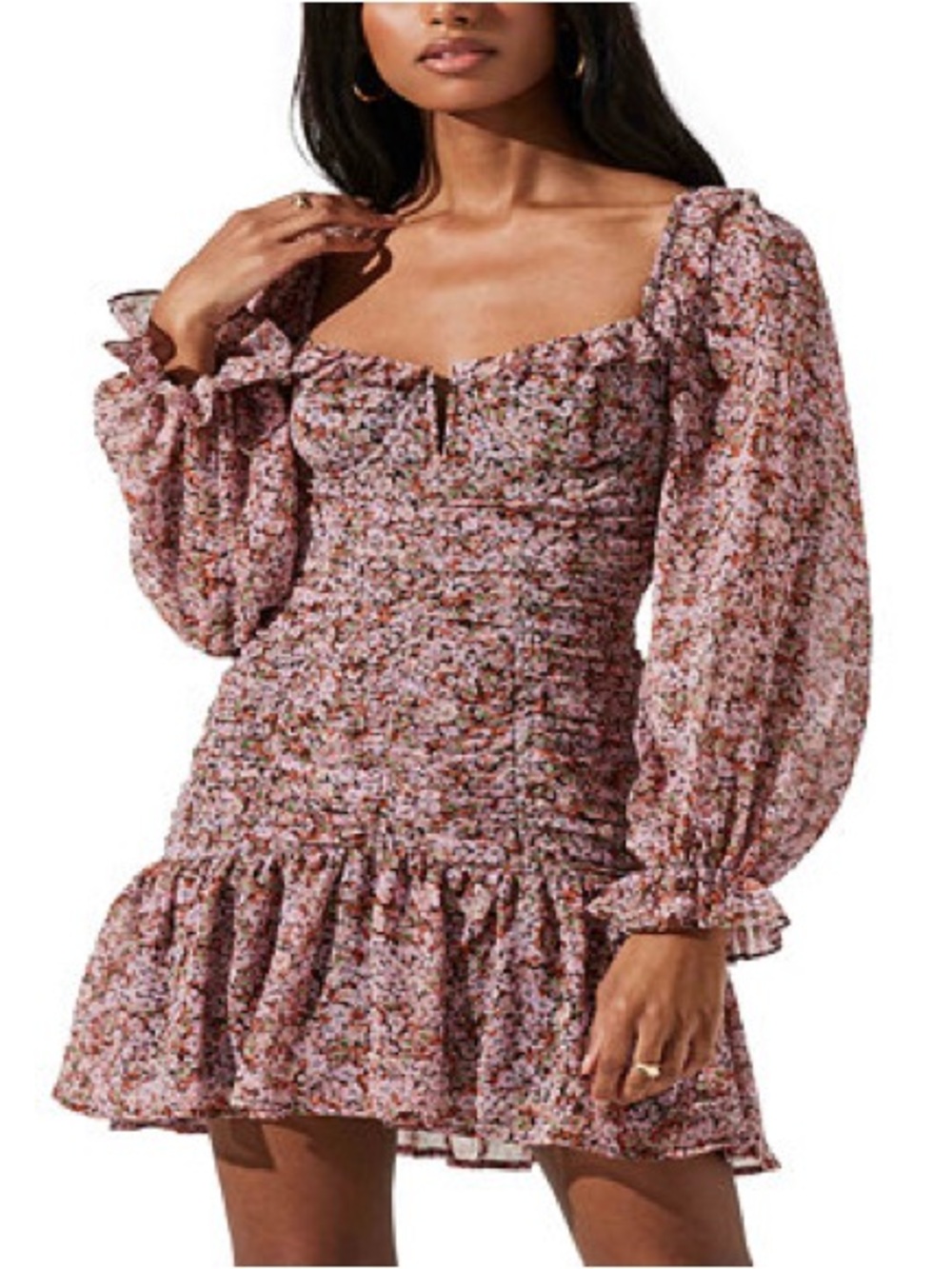 NWT ASTR The Label Carmella Mini Dress in Black & Pink Floral Medium Feminine